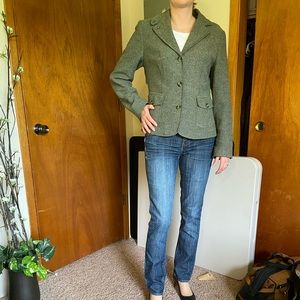 LL Bean wool blazer XS (fits like a 6) green tweed